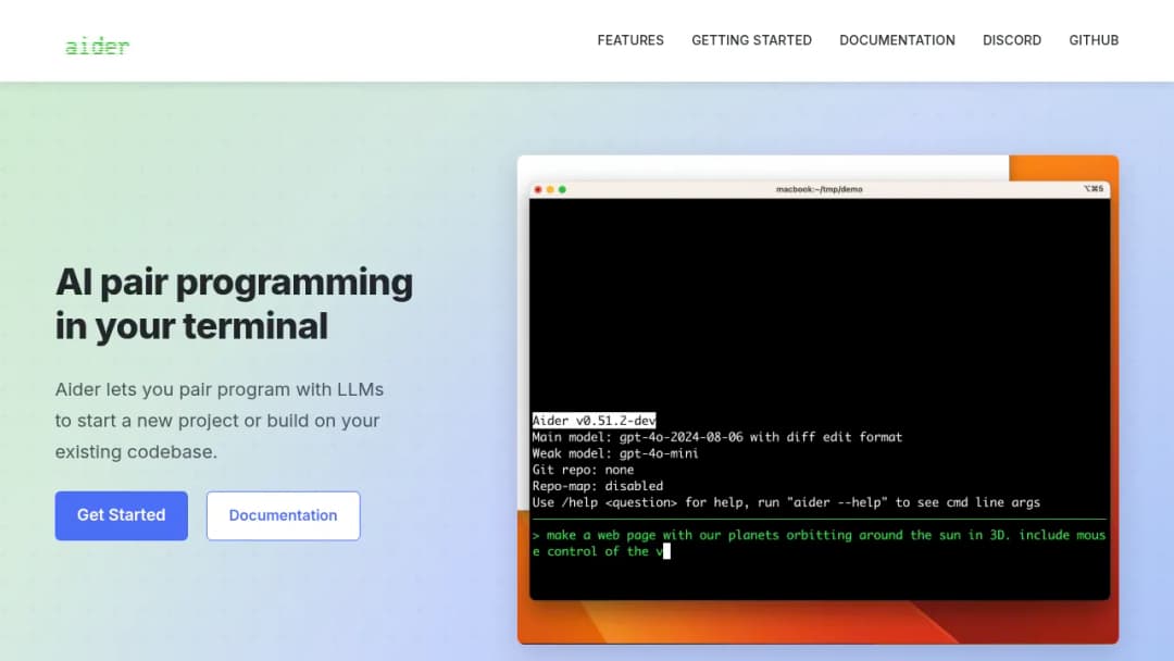 Aider screenshot