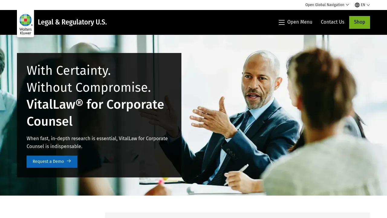 Wolters Kluwer VitalLaw® for Corporate Counsel screenshot