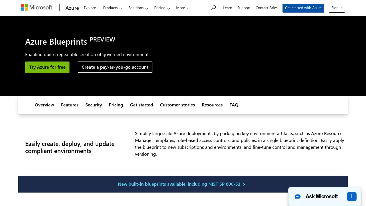 Azure Blueprints screenshot