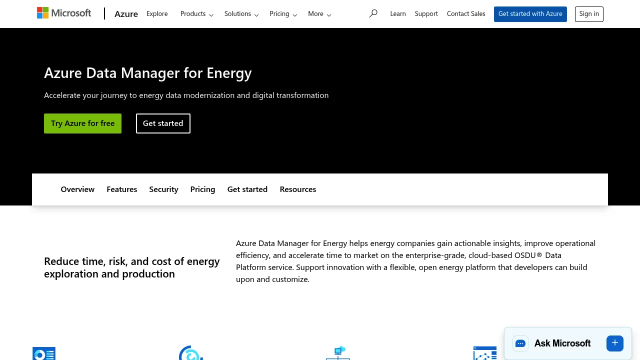 Microsoft Energy Data Services screenshot