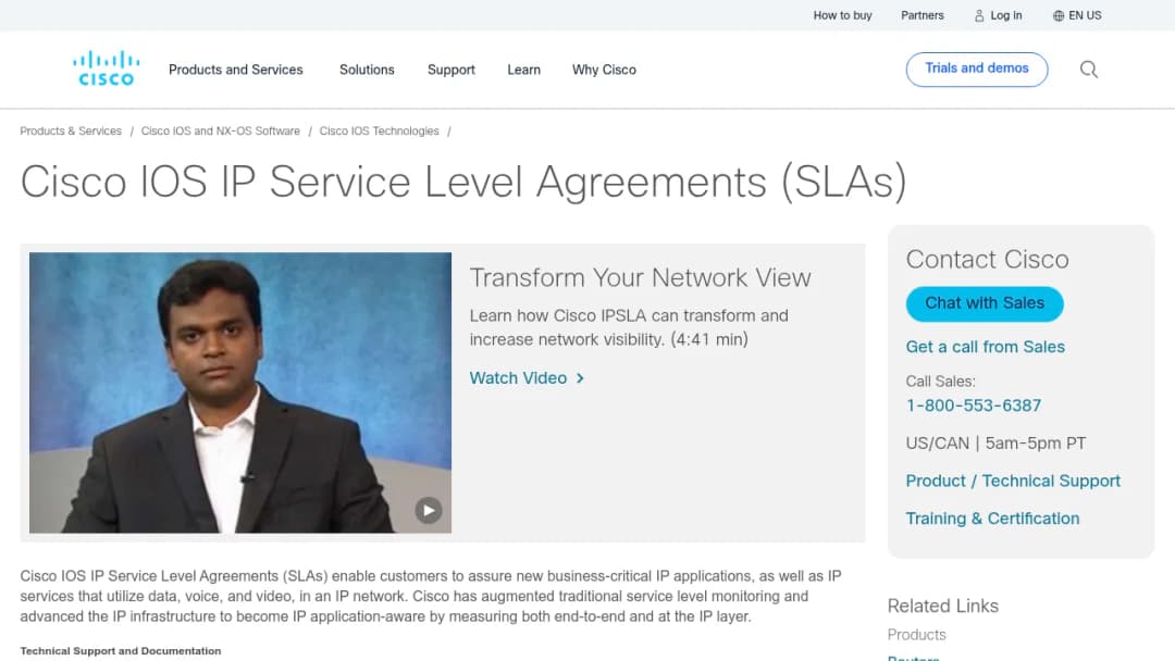 Cisco IOS IP Service Level Agreements screenshot