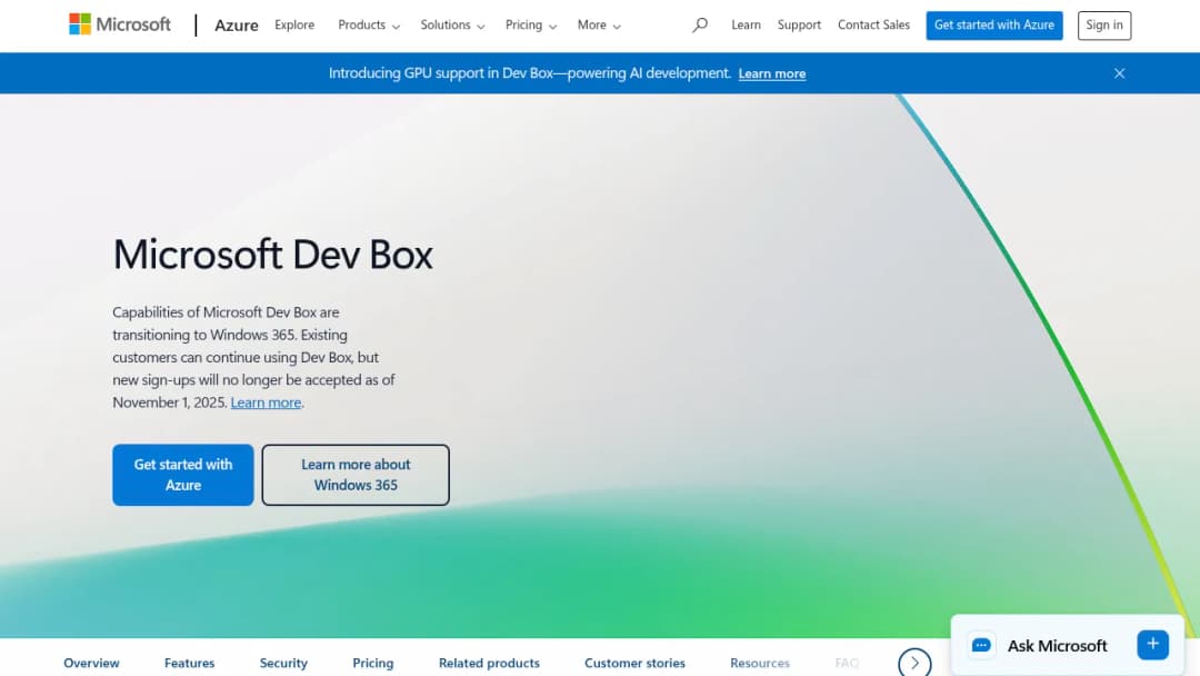 Microsoft Dev Box screenshot