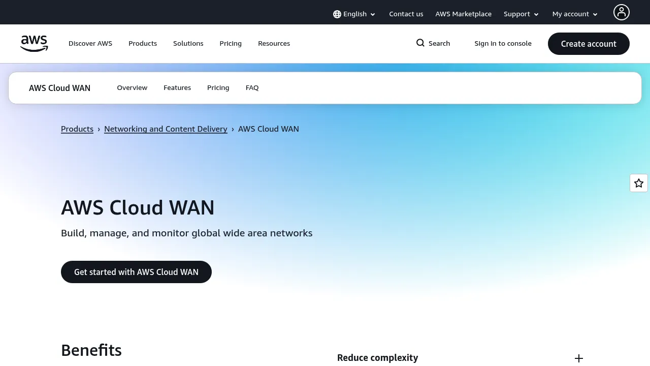 AWS Cloud WAN screenshot