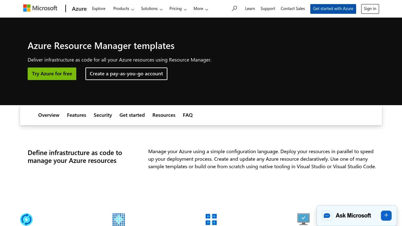 Azure Resource Manager templates screenshot