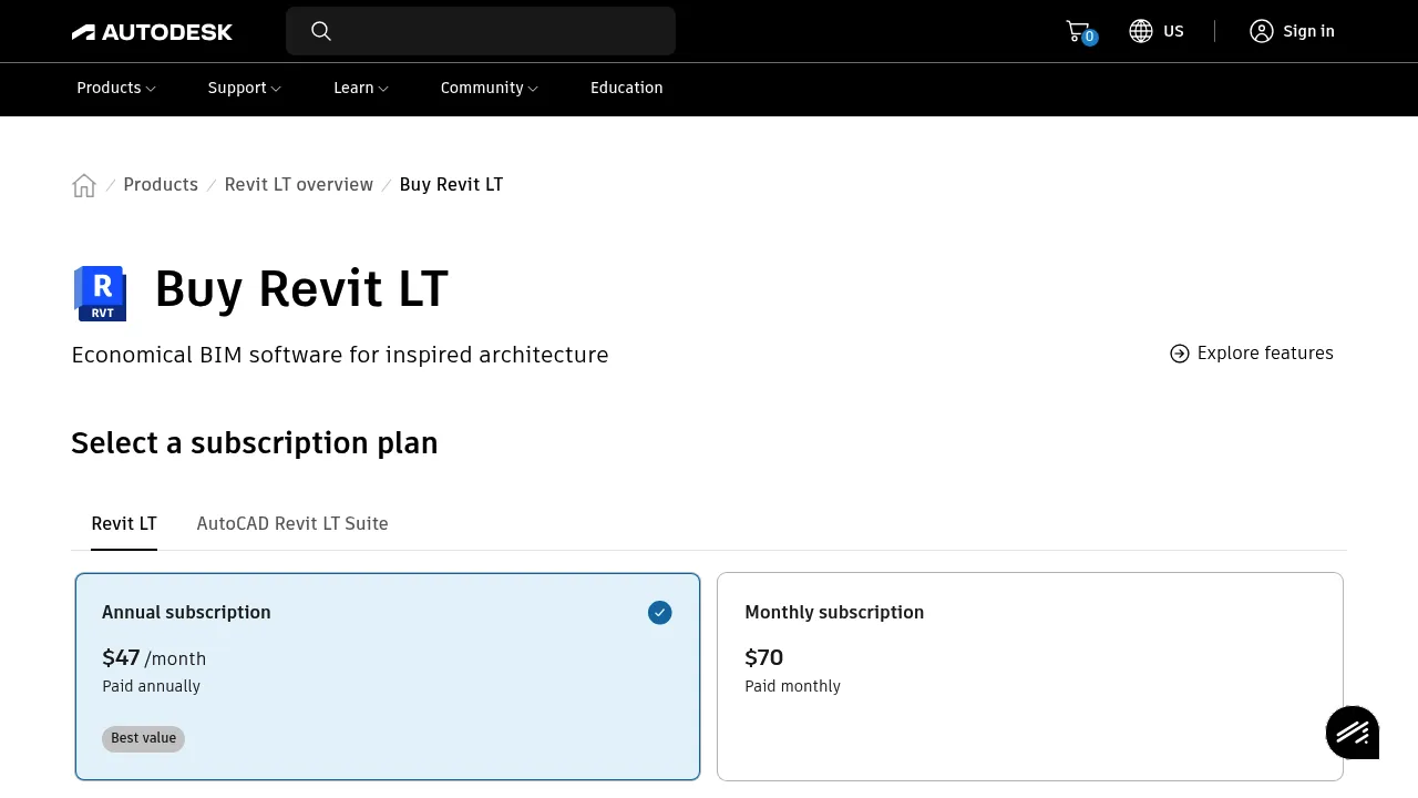 Autodesk AutoCAD Revit LT Suite screenshot