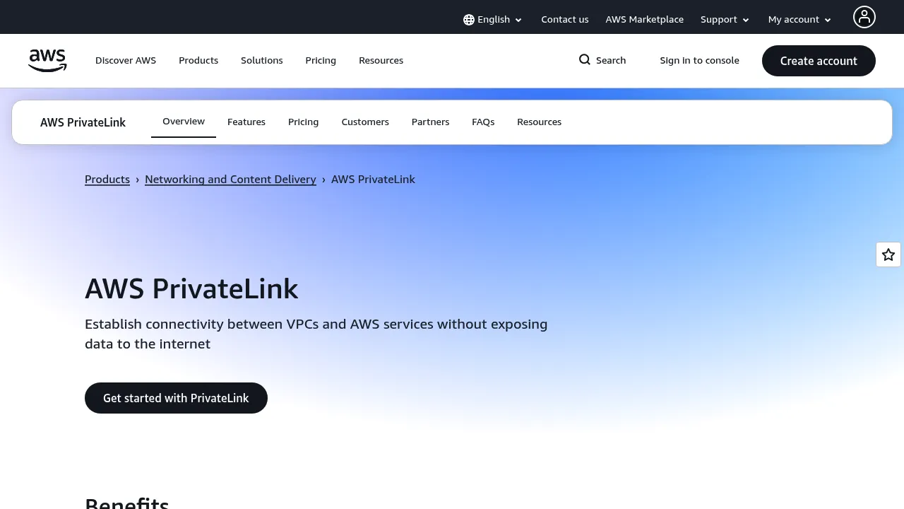 AWS PrivateLink screenshot