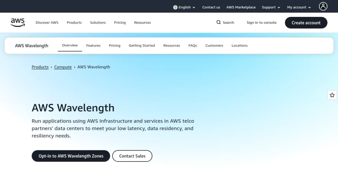AWS Wavelength screenshot