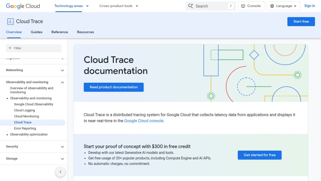 Google Cloud Trace screenshot