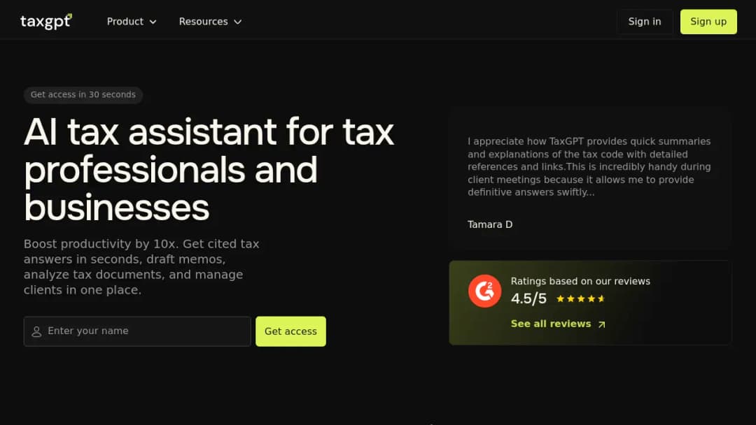 TaxGPT screenshot