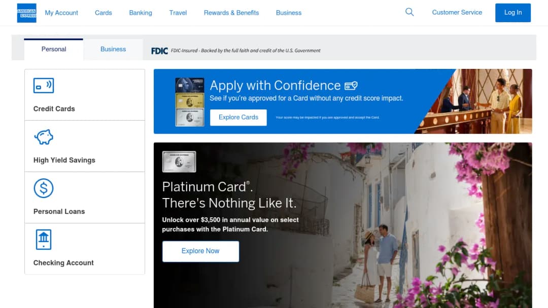 American Express screenshot