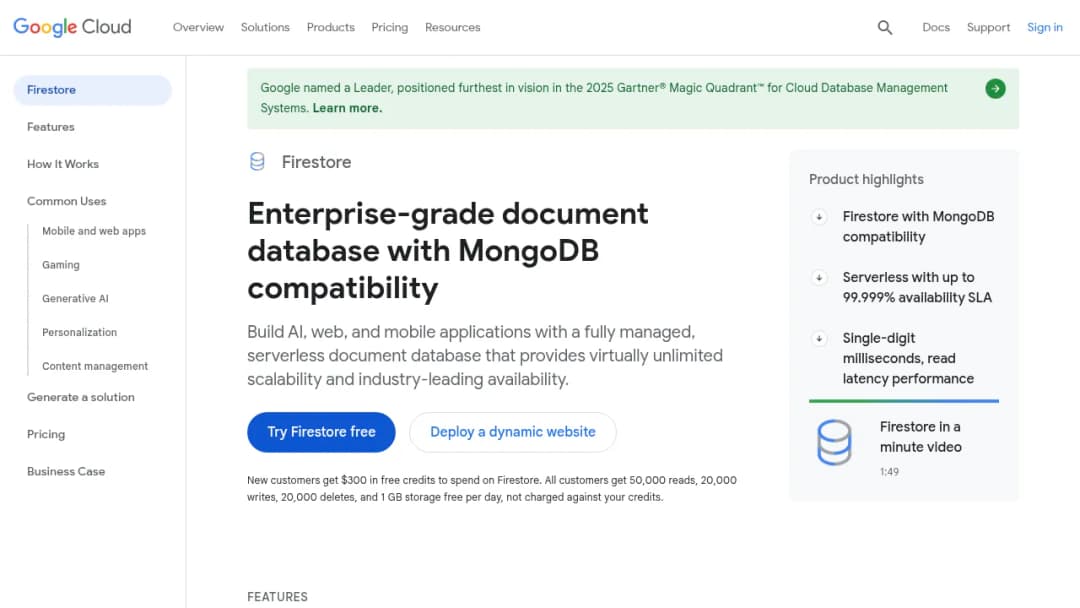 Firestore screenshot