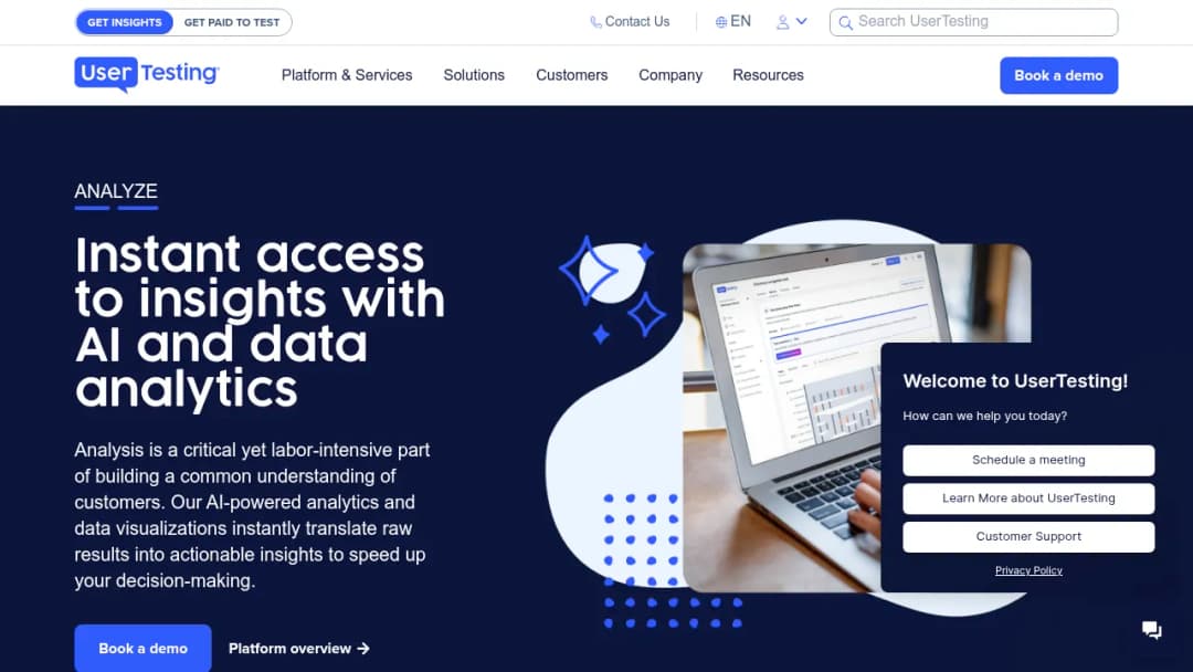 UserTesting Analyze screenshot