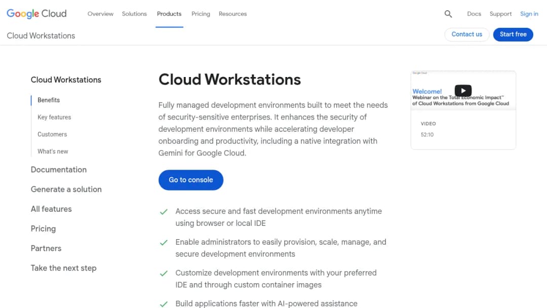 Cloud Workstations screenshot