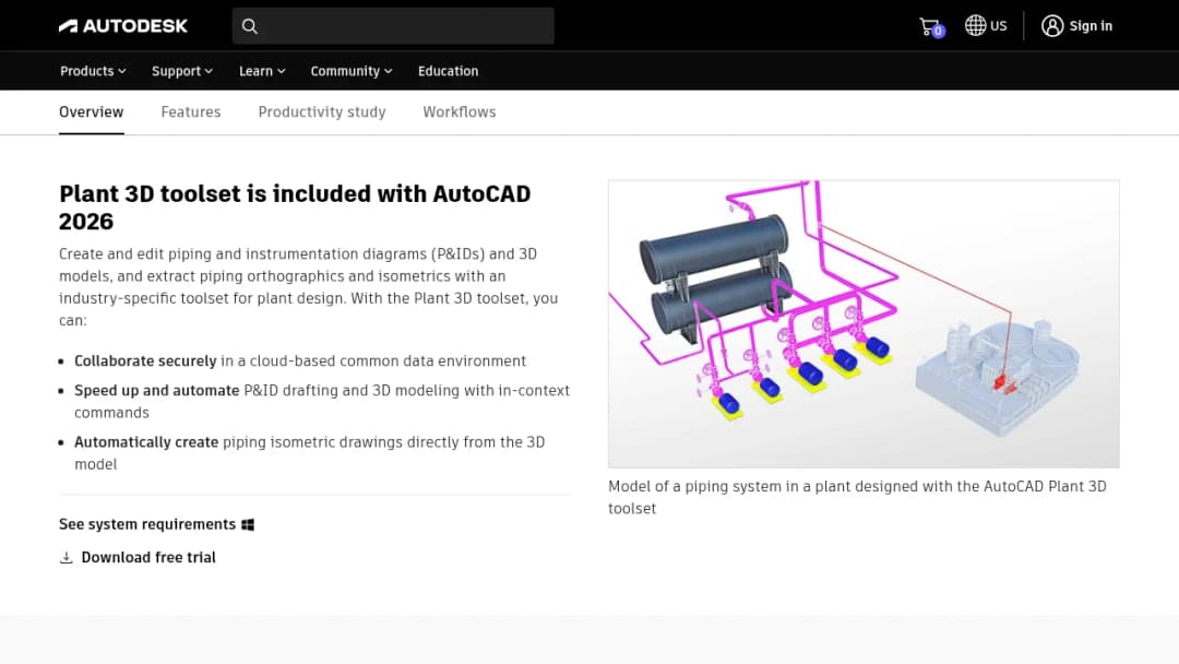 Autodesk AutoCAD Plant 3D screenshot