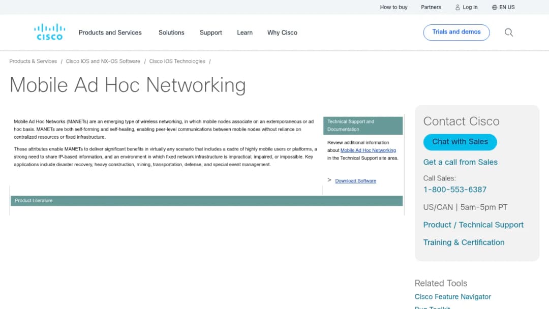 Cisco Mobile Ad Hoc Networking screenshot