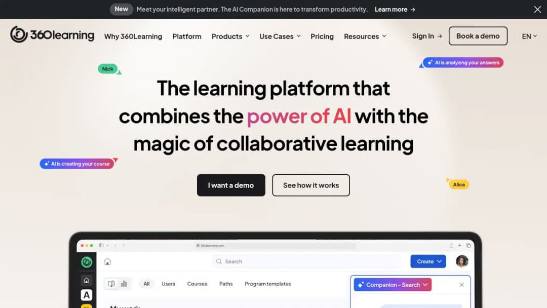 360Learning screenshot