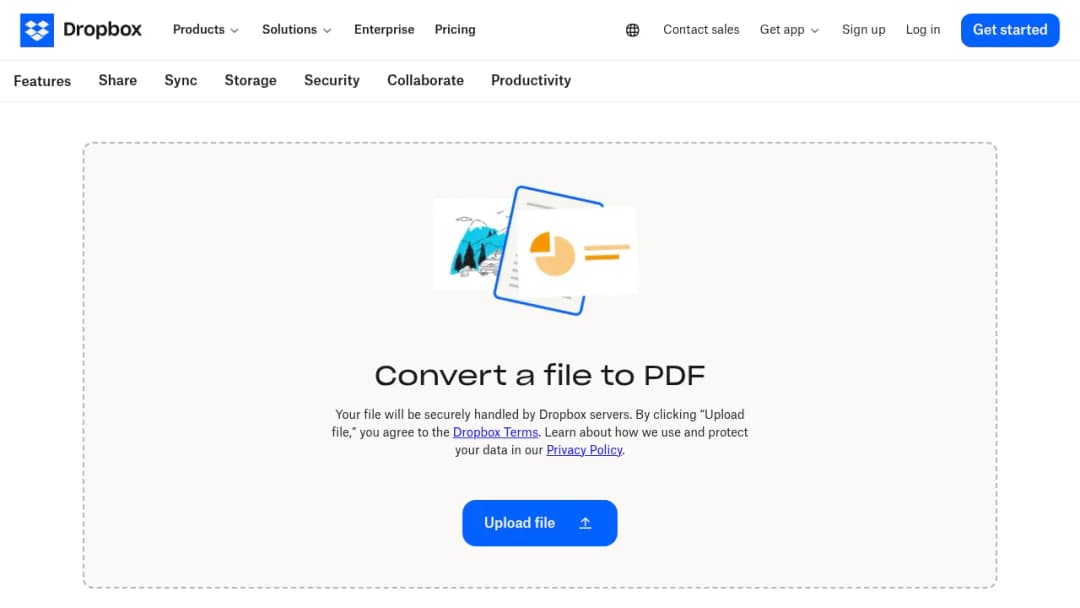 Dropbox PDF converter screenshot