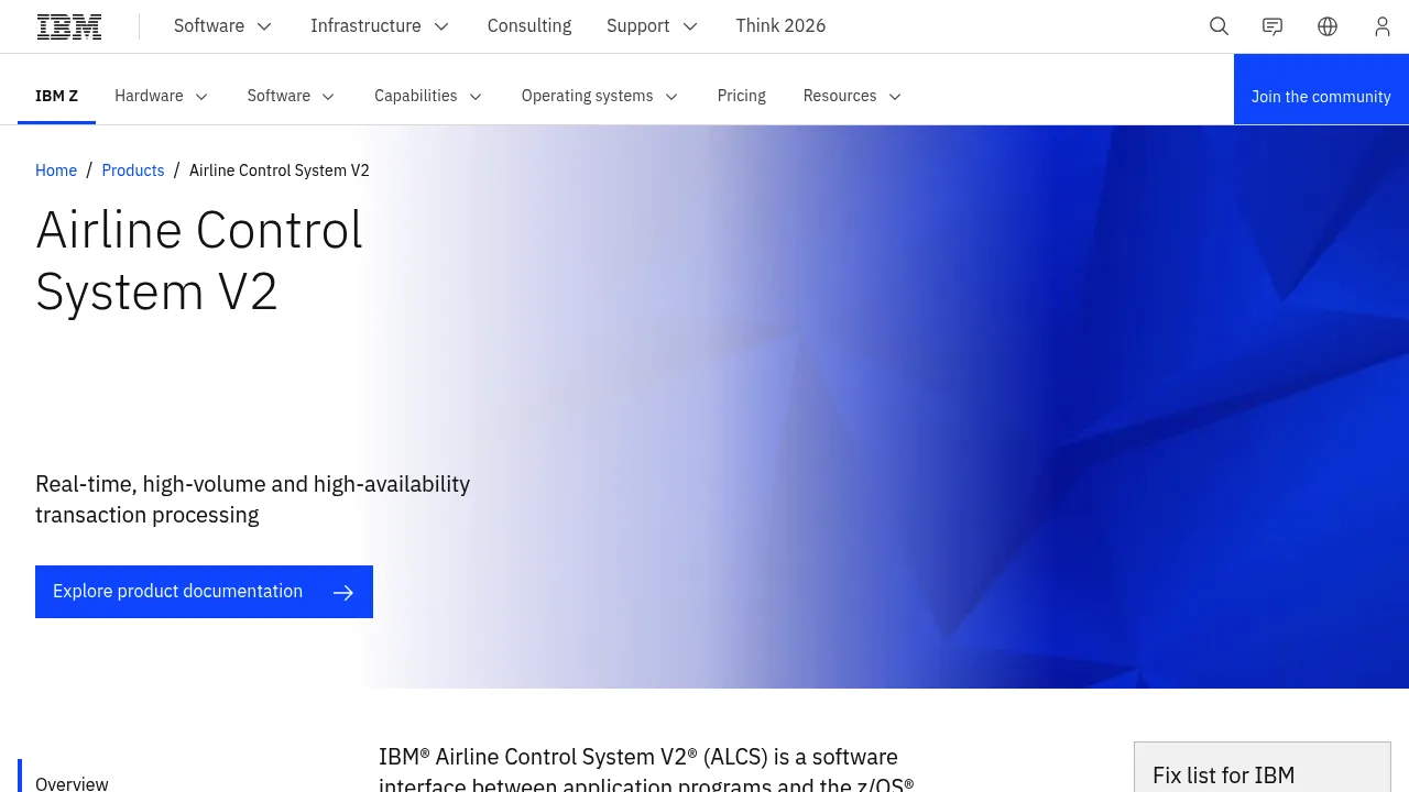 IBM Airline Control System V2 screenshot