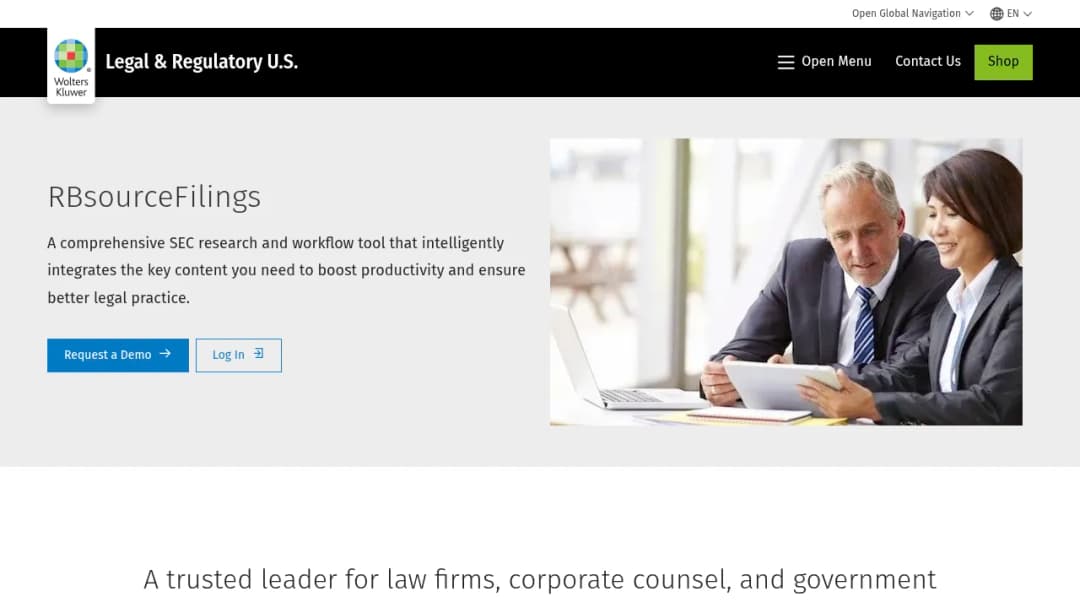 Wolters Kluwer RBsourceFilings screenshot