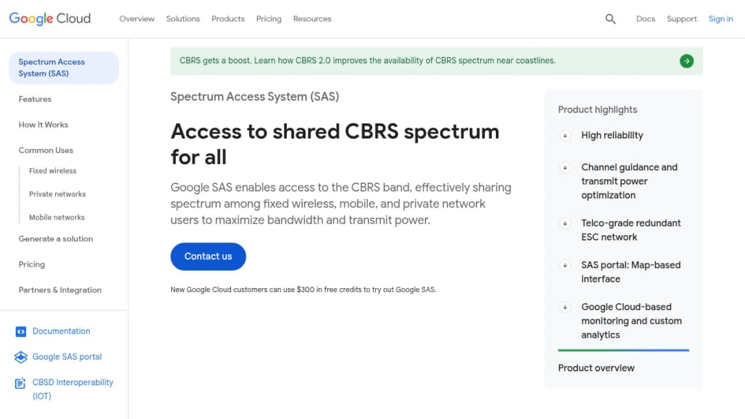Spectrum Access System (SAS) screenshot