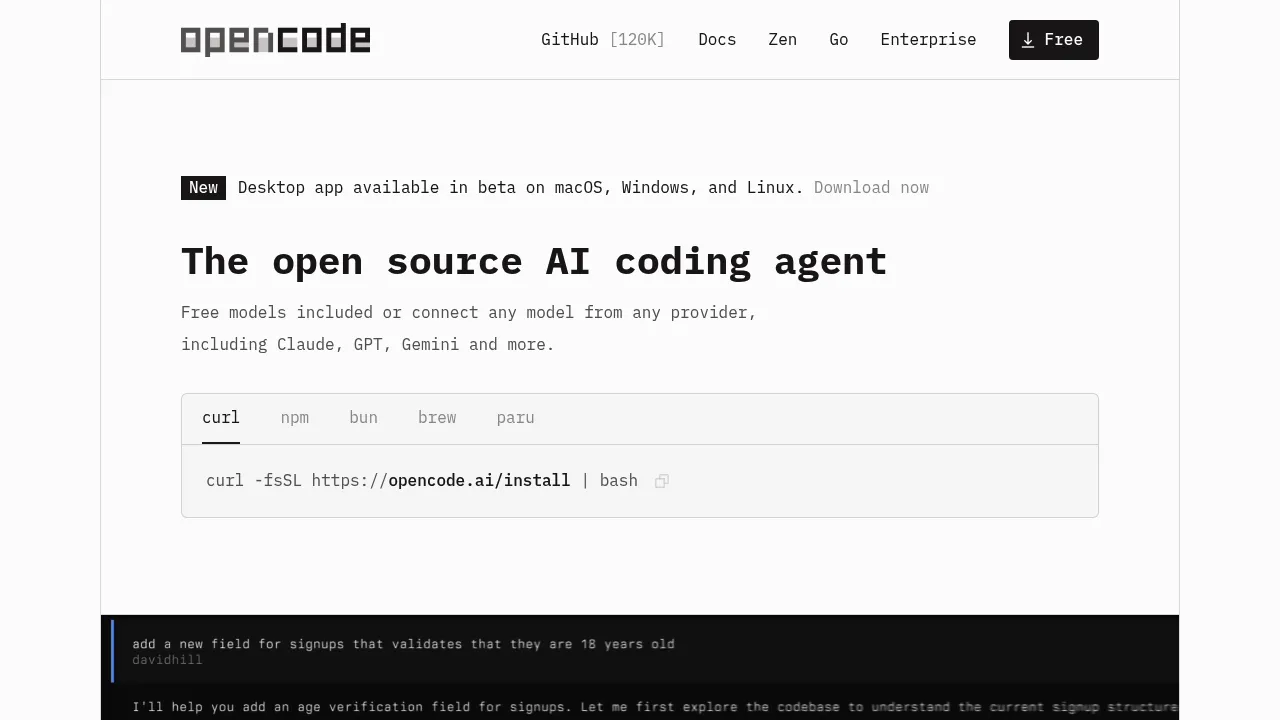 OpenCode screenshot
