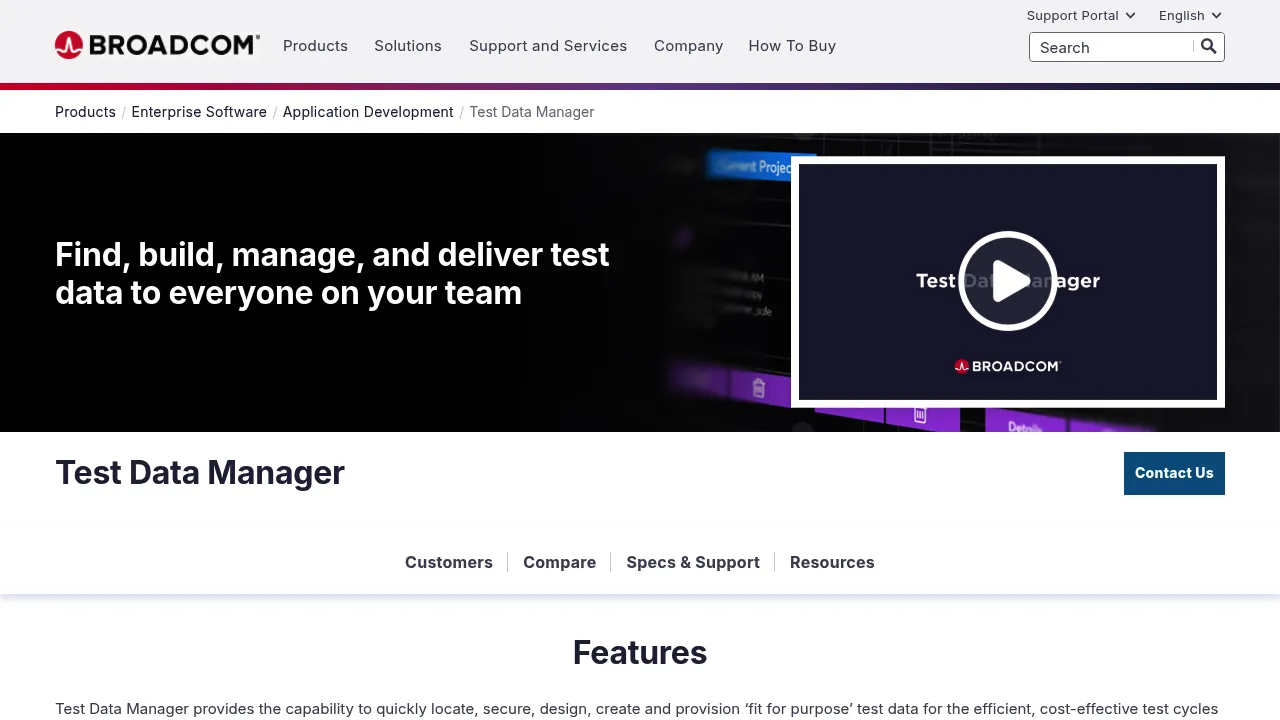 Broadcom Test Data Manager screenshot