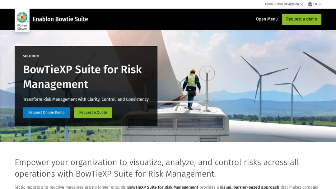Wolters Kluwer BowTieXP Suite for Risk Management screenshot