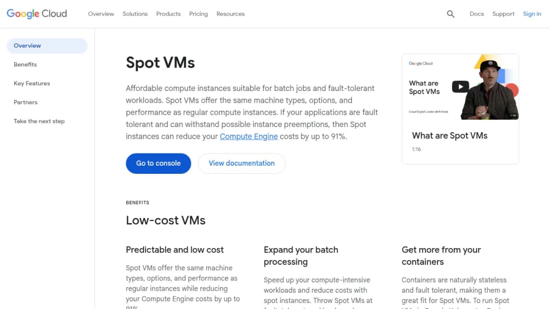 Spot VMs screenshot