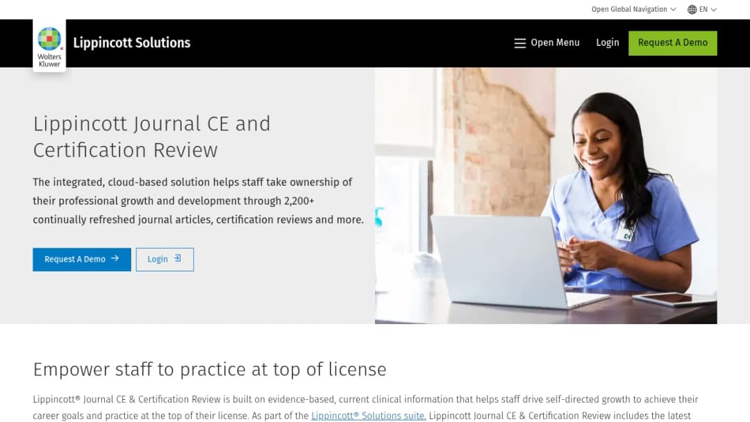 Wolters Kluwer Lippincott Journal CE & Certification Review screenshot