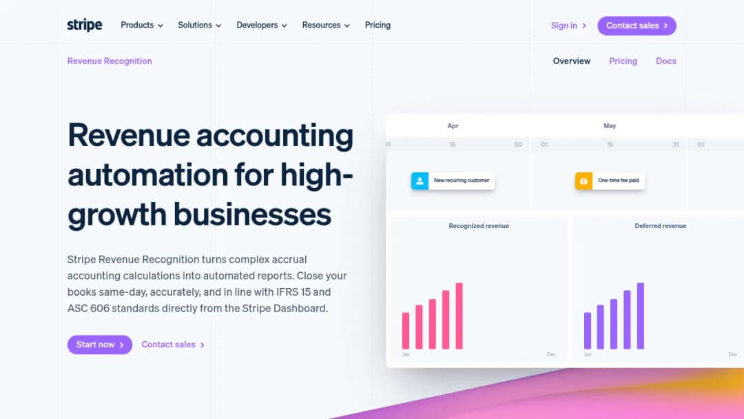 Stripe Revenue Recognition screenshot