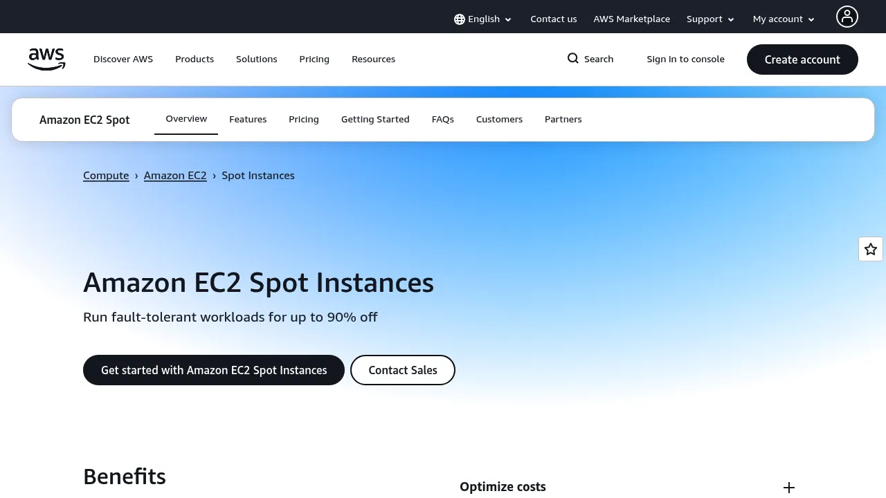 Amazon EC2 Spot Instances screenshot