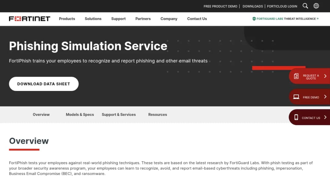 Fortinet Phishing Simulation screenshot