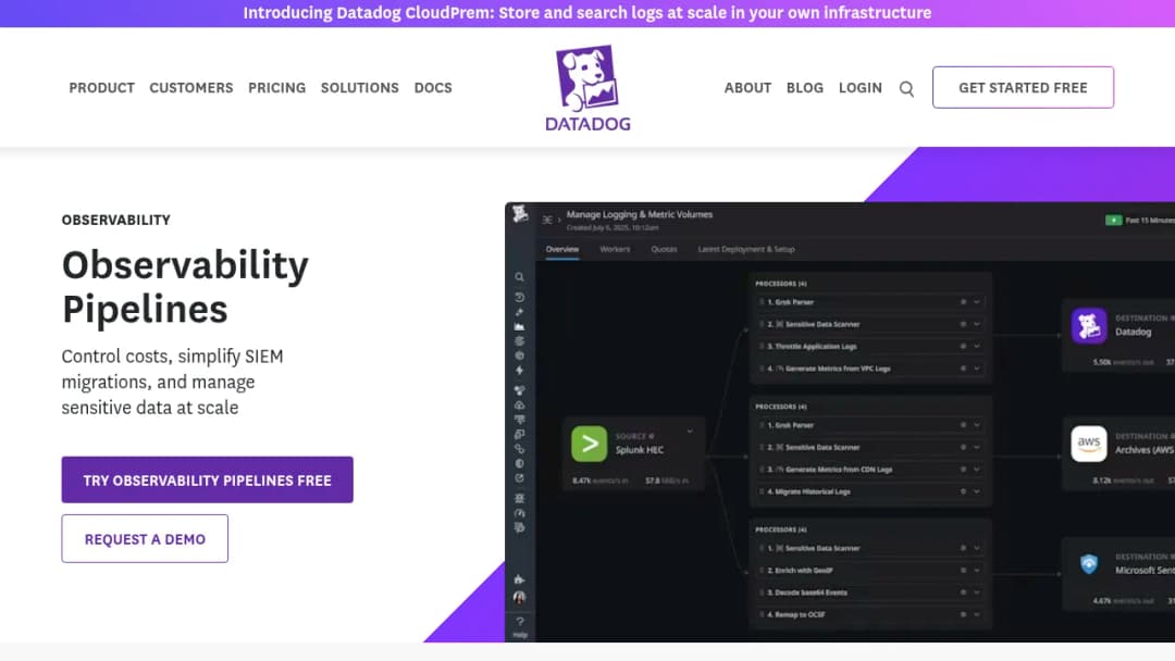 Datadog Observability Pipelines screenshot