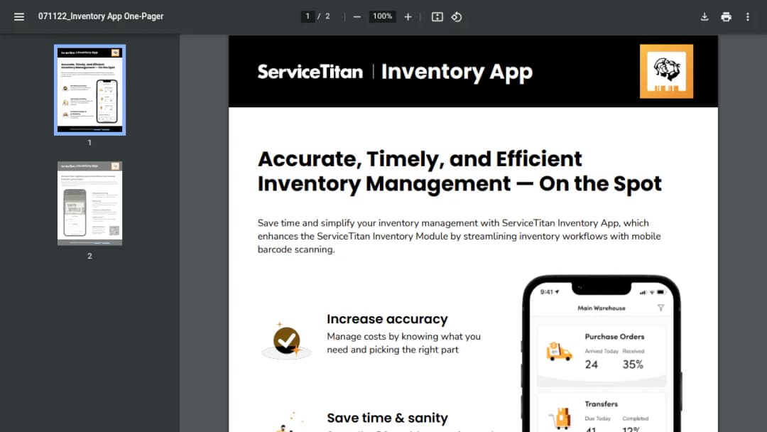 ServiceTitan Inventory App screenshot