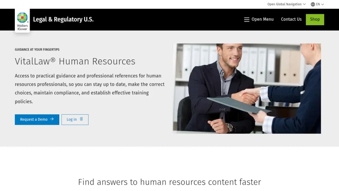 Wolters Kluwer VitalLaw® Human Resources screenshot