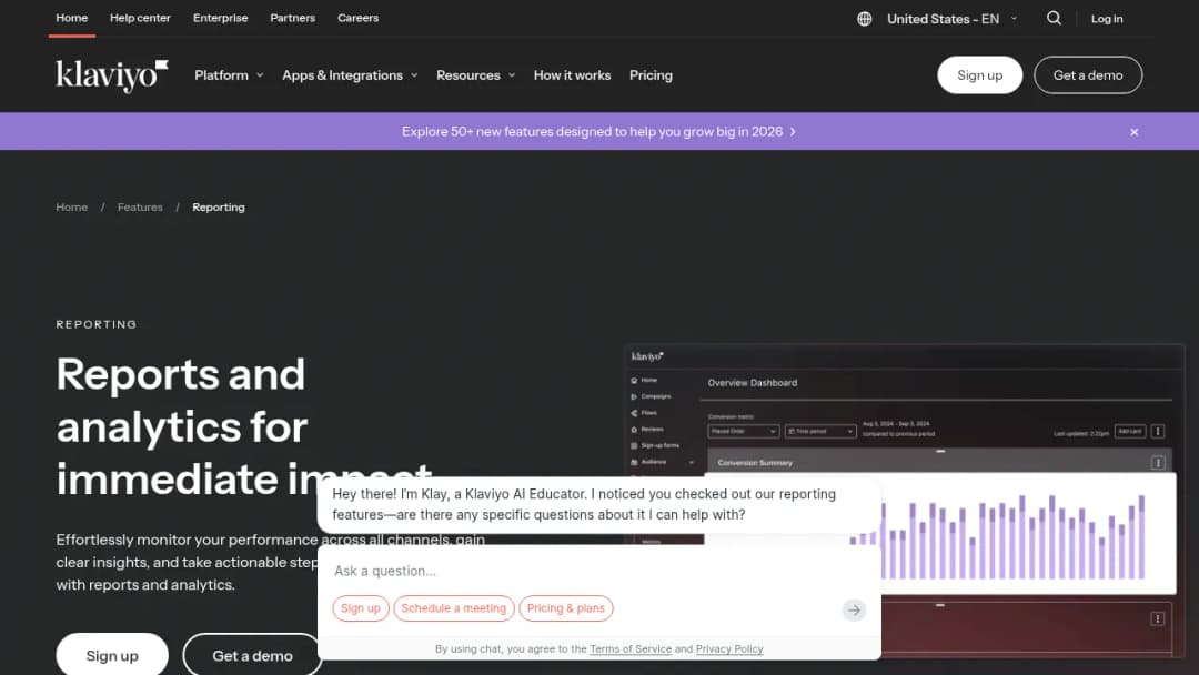 Klaviyo Reporting screenshot