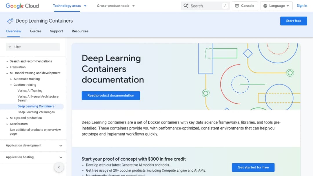 Google Deep Learning Containers screenshot