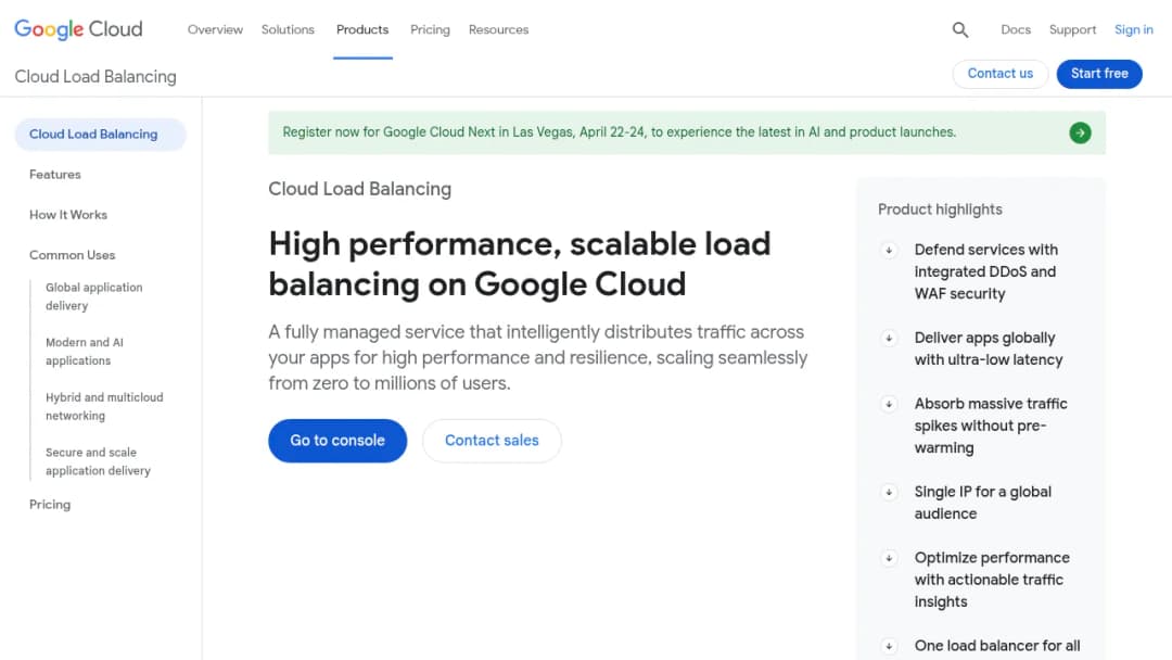 Cloud Load Balancing screenshot