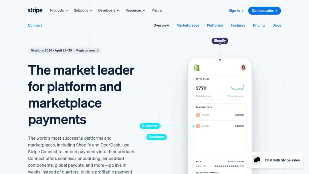 Stripe Connect screenshot