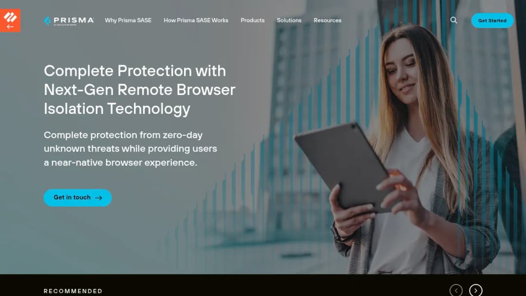 Palo Alto Networks Remote Browser Isolation screenshot