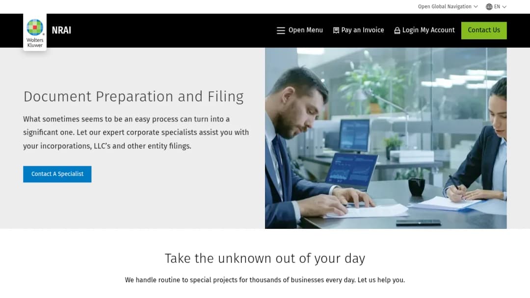 Wolters Kluwer Document Preparation and Filing | NRAI screenshot