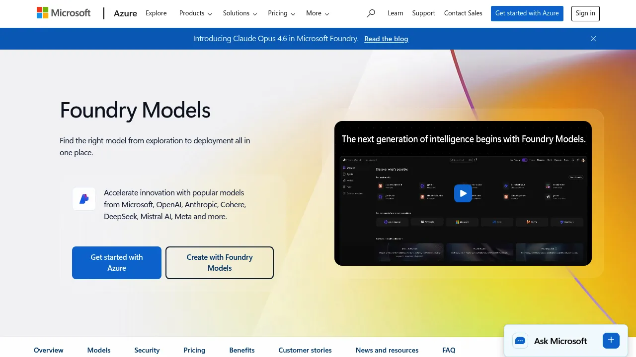 Azure AI Model Catalog screenshot