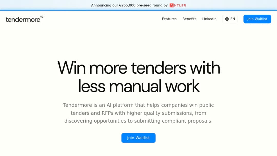 Tendermore screenshot