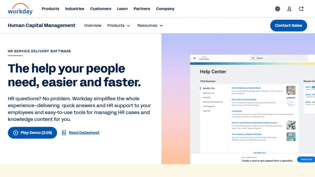 Workday HR Service Delivery screenshot