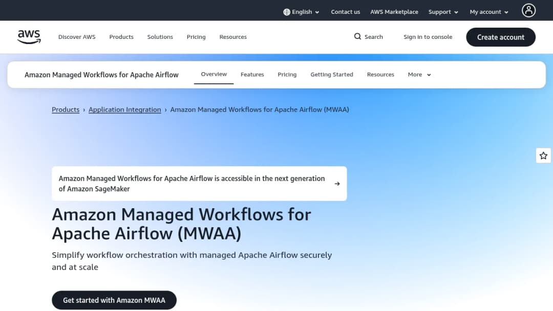 Amazon Managed Workflows for Apache Airflow (MWAA) screenshot
