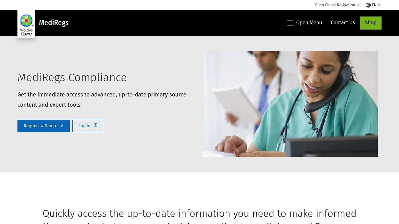 Wolters Kluwer MediRegs Compliance screenshot
