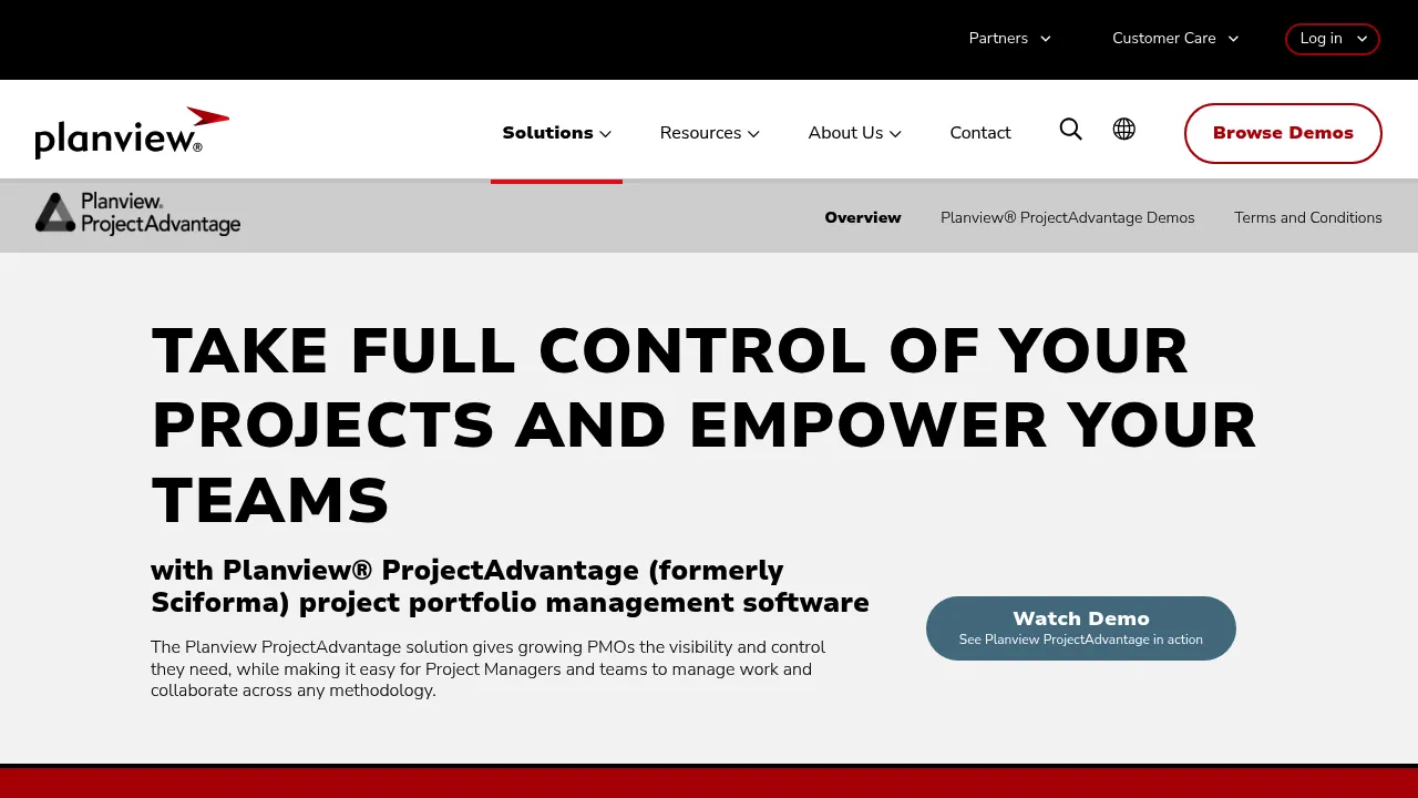 Planview® ProjectAdvantage screenshot