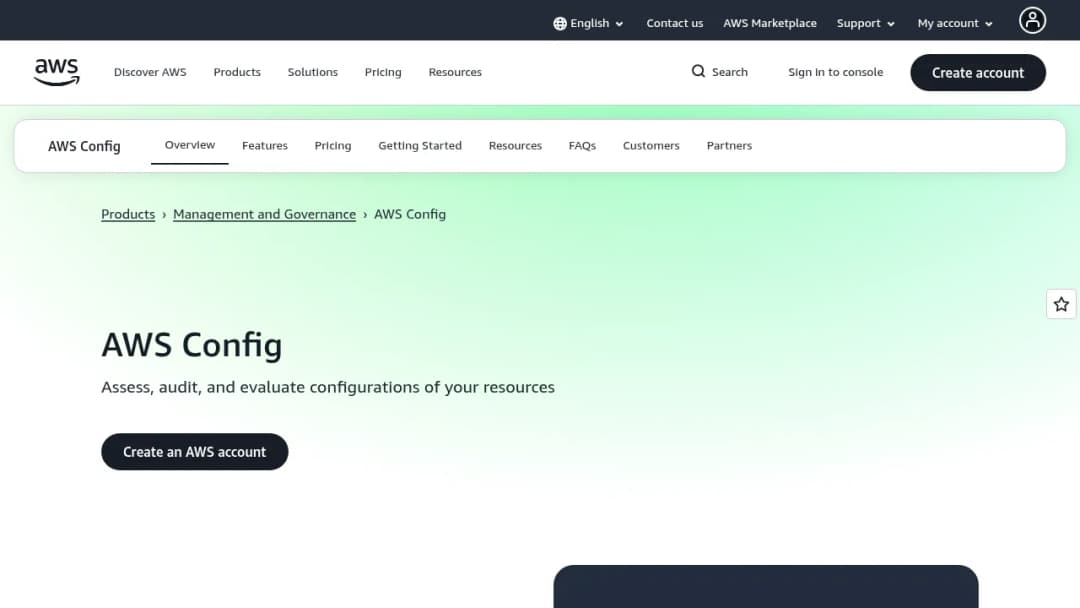 AWS Config screenshot