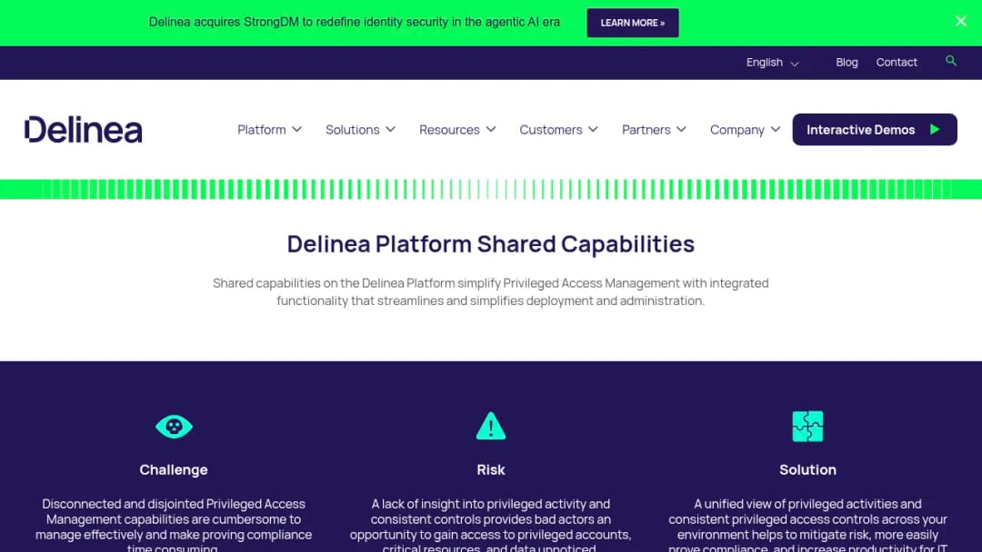 Delinea Shared capabilities screenshot