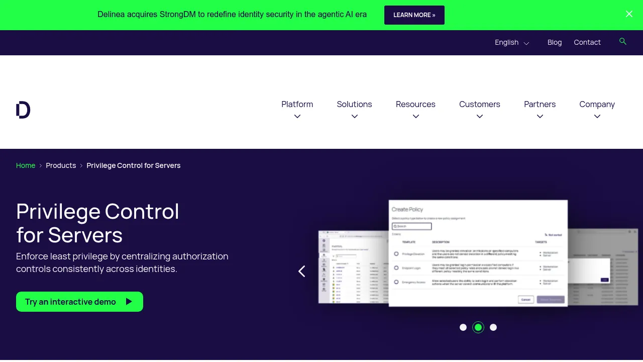 Delinea Privilege Control for Servers screenshot